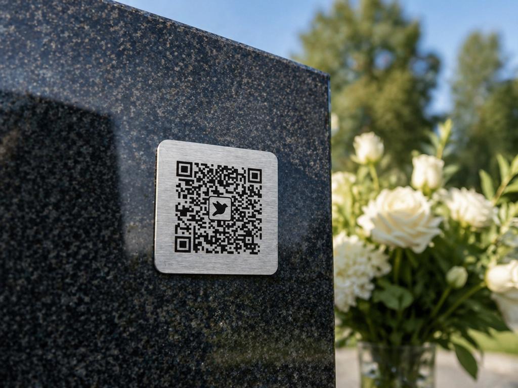 Металлическая QR-табличка на памятном камне
